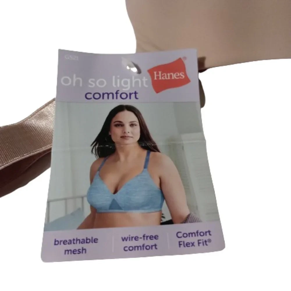 Hanes Women's Oh So Light Contour ComfortFlex Fit Wirefree Bra in Nude (G521) XL